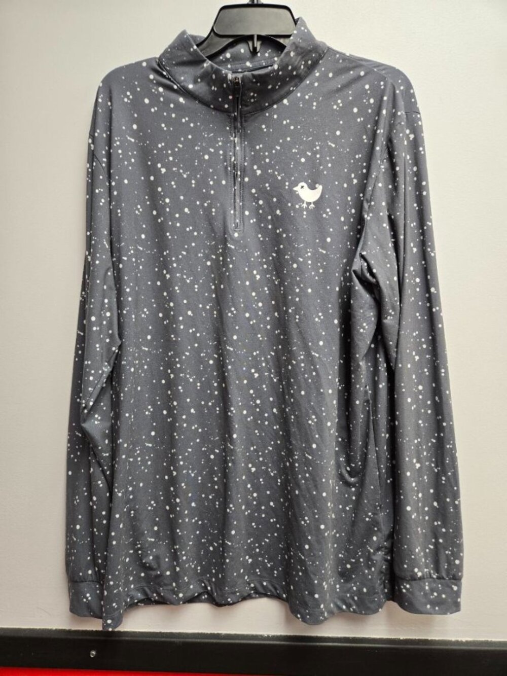 Bad Birdie Womens XL Quarter Zip Pullover Gray White Long Sleeve Golf Sweater